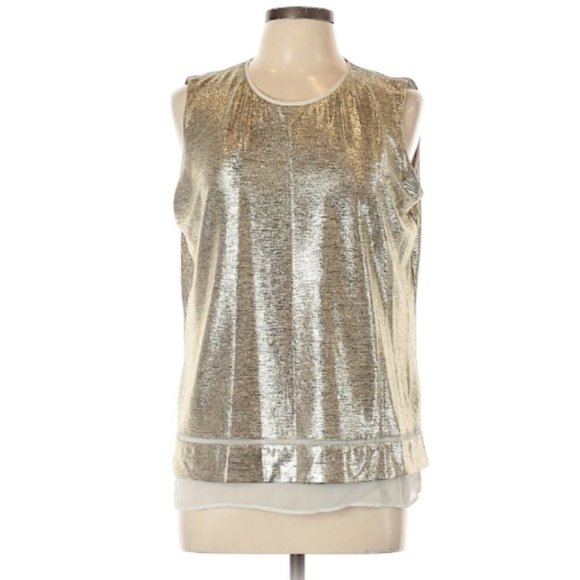 CALVIN KLEIN GOLD METALLIC SLEEVELESS TOP NEW WITH TAGS - Picture 2 of 4